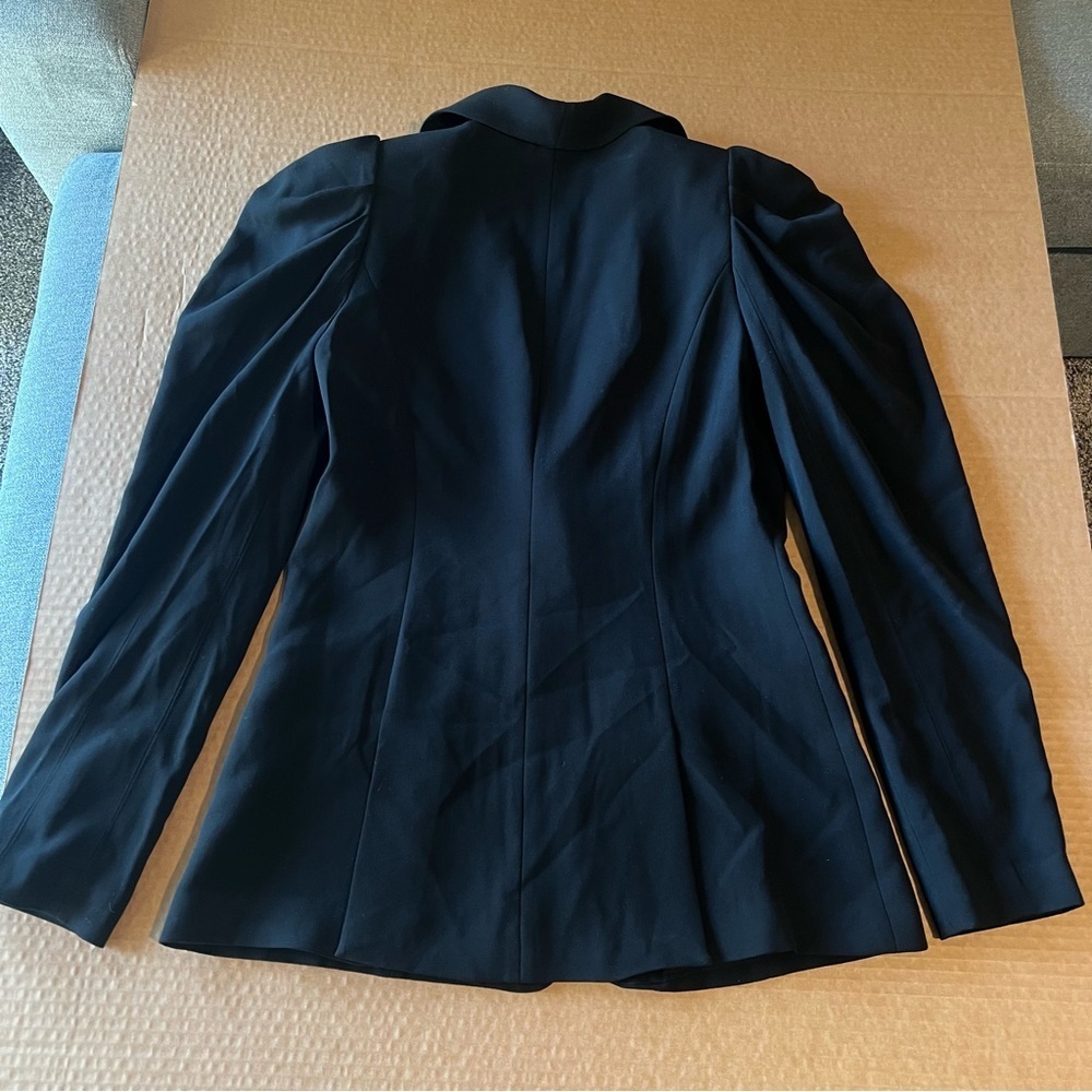 Ramy Brook Albie Jacket, black, dramatic shoulder detail, button closure, sz 0 - Picture 6 of 15
